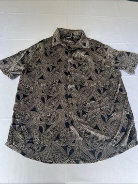 NAHMIAS Black Paisley Short-Sleeve Button-Down Shirt